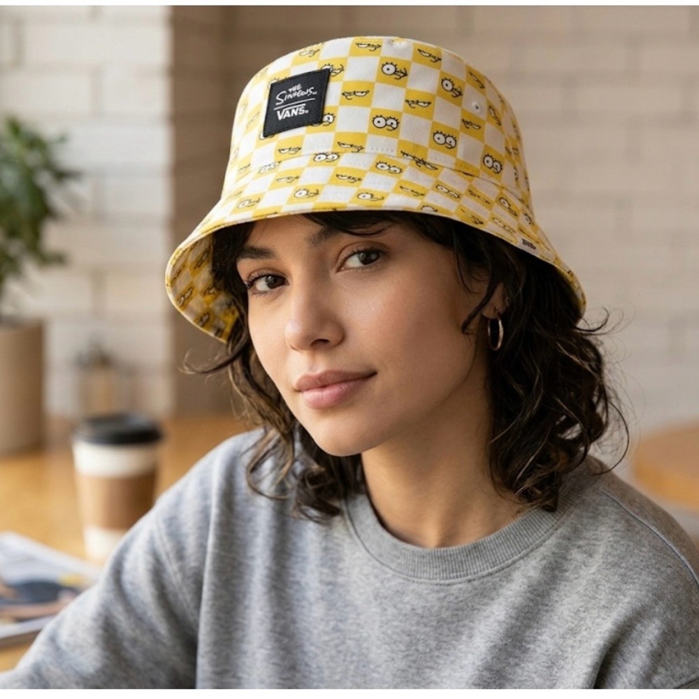Vans x The Simpsons Yellow Checker Bucket Hat s/m